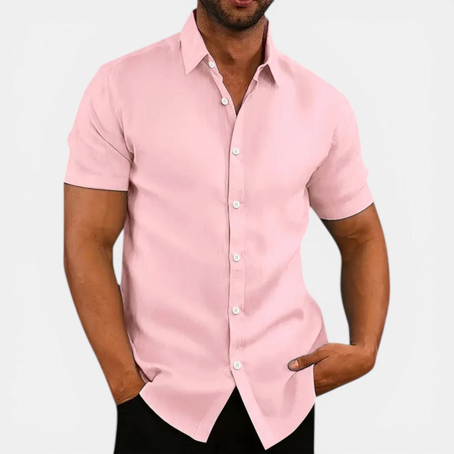 Camicia Uomo Manica Corta Slim Fit Leggera Traspirante Estiva