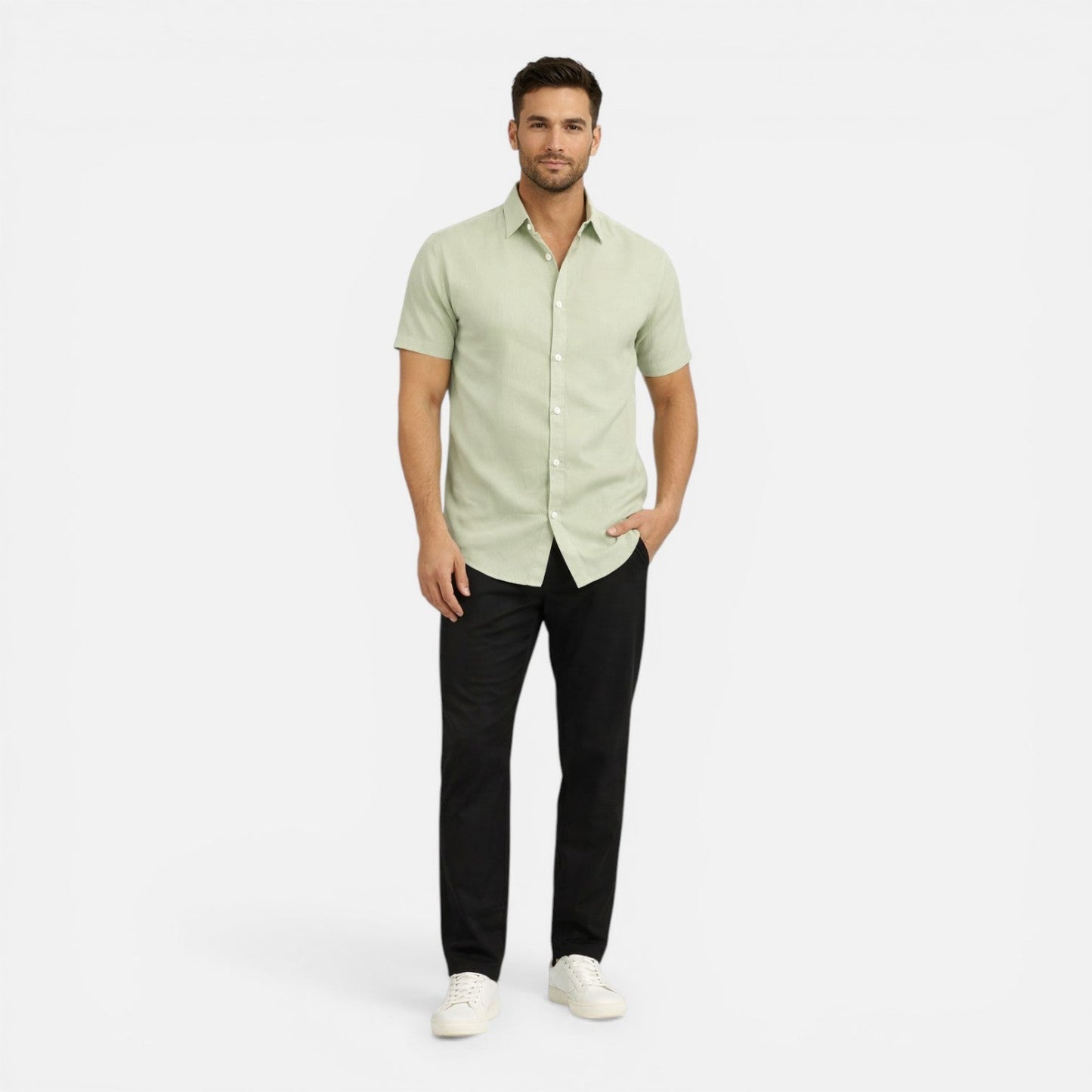 Camicia Uomo Manica Corta Slim Fit Leggera Traspirante Estiva