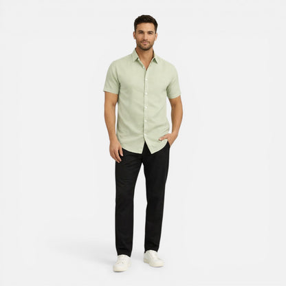 Camicia Uomo Manica Corta Slim Fit Leggera Traspirante Estiva