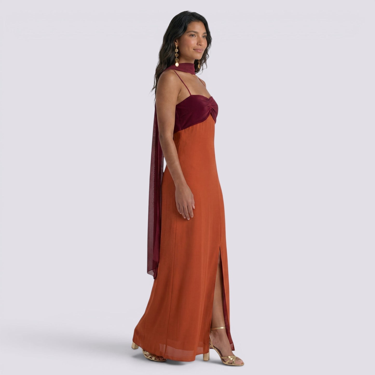 Abito Lungo Donna Boho con Scollo a V