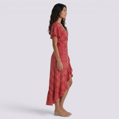 Abito Lungo Donna Floreale Boho con Scollo a V