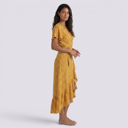 Abito Lungo Donna Floreale Boho con Scollo a V