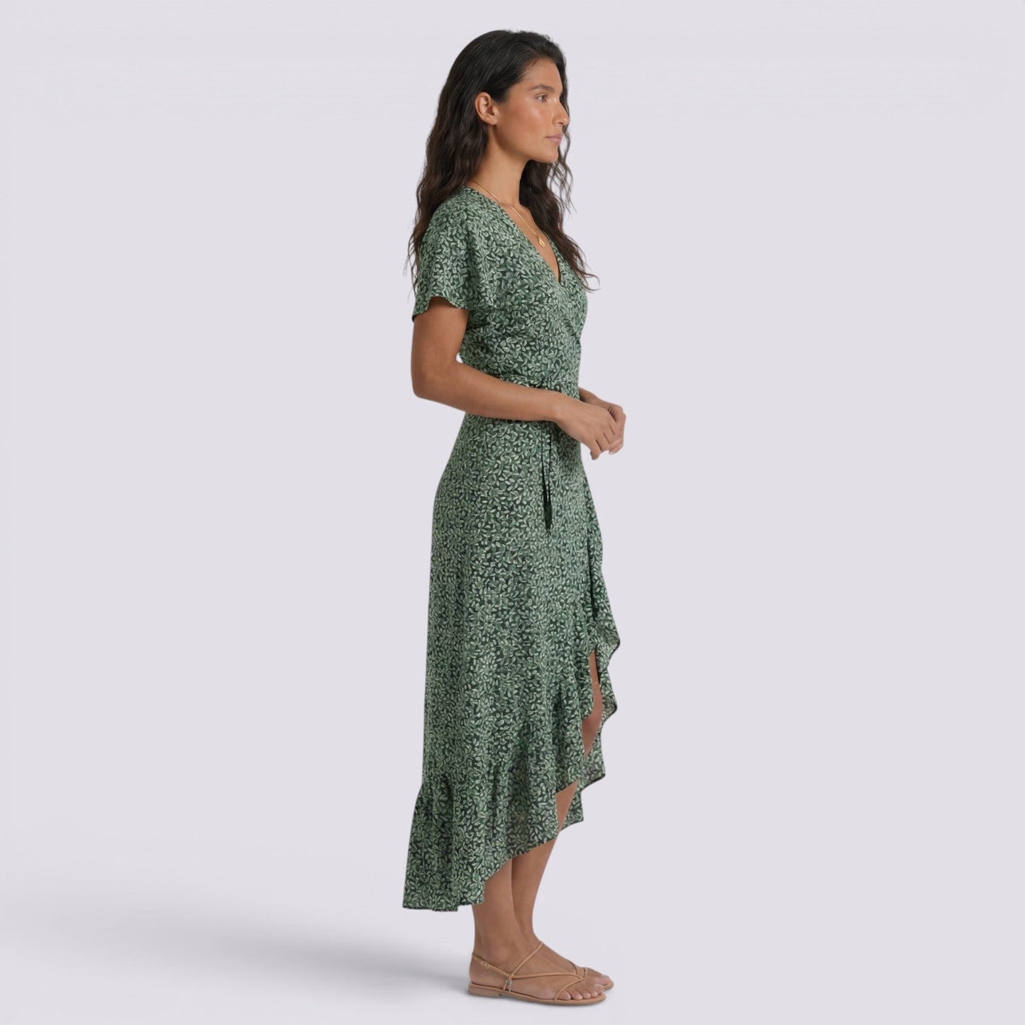 Abito Lungo Donna Floreale Boho con Scollo a V