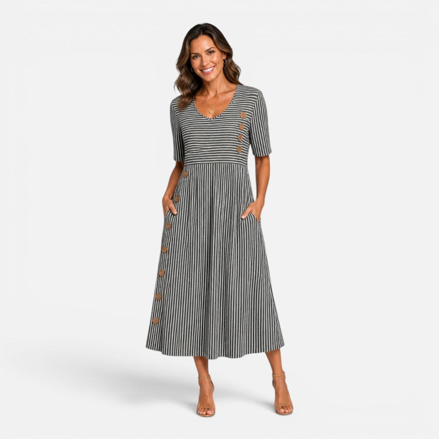 Abito Midi Donna a Righe