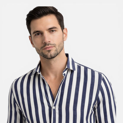 Camicia Uomo a Righe in Cotone Traspirante Slim Fit