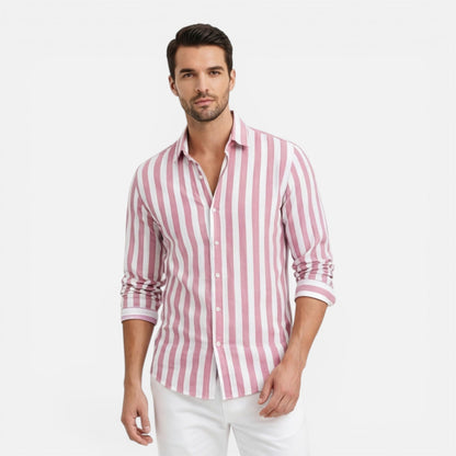 Camicia Uomo a Righe in Cotone Traspirante Slim Fit