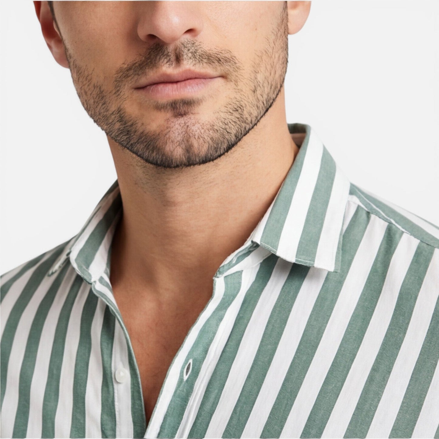 Camicia Uomo a Righe in Cotone Traspirante Slim Fit
