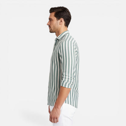 Camicia Uomo a Righe in Cotone Traspirante Slim Fit