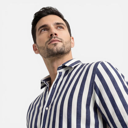 Camicia Uomo a Righe in Cotone Traspirante Slim Fit