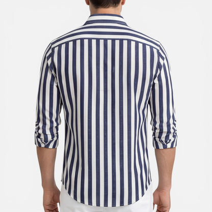 Camicia Uomo a Righe in Cotone Traspirante Slim Fit