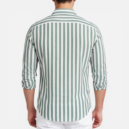 Camicia Uomo a Righe in Cotone Traspirante Slim Fit