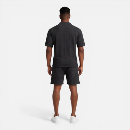 Completo Uomo Polo in Maglia Strutturata e Shorts Estivo