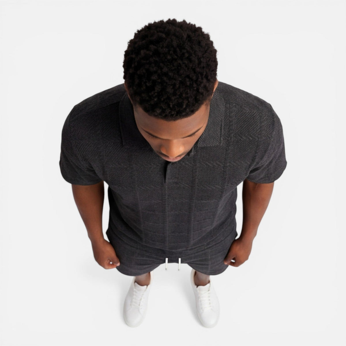 Completo Uomo Polo in Maglia Strutturata e Shorts Estivo