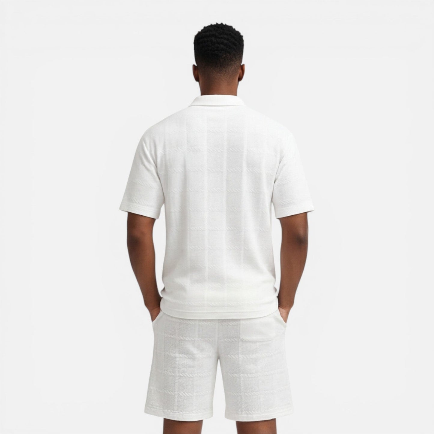 Completo Uomo Polo in Maglia Strutturata e Shorts Estivo