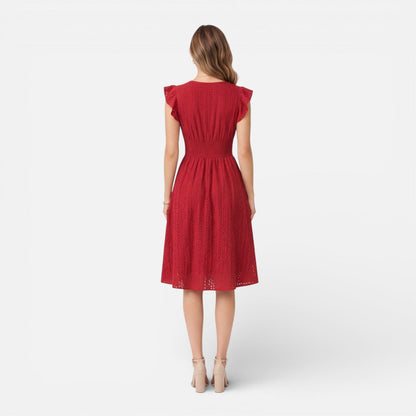 Abito Midi Donna in Cotone e Pizzo