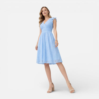 Abito Midi Donna in Cotone e Pizzo