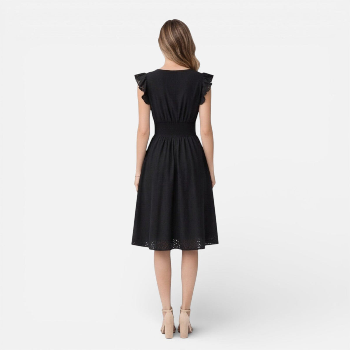 Abito Midi Donna in Cotone e Pizzo