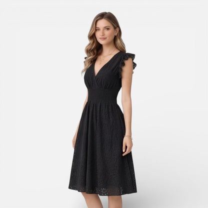 Abito Midi Donna in Cotone e Pizzo