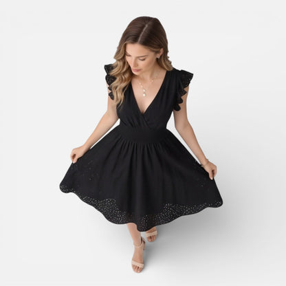 Abito Midi Donna in Cotone e Pizzo