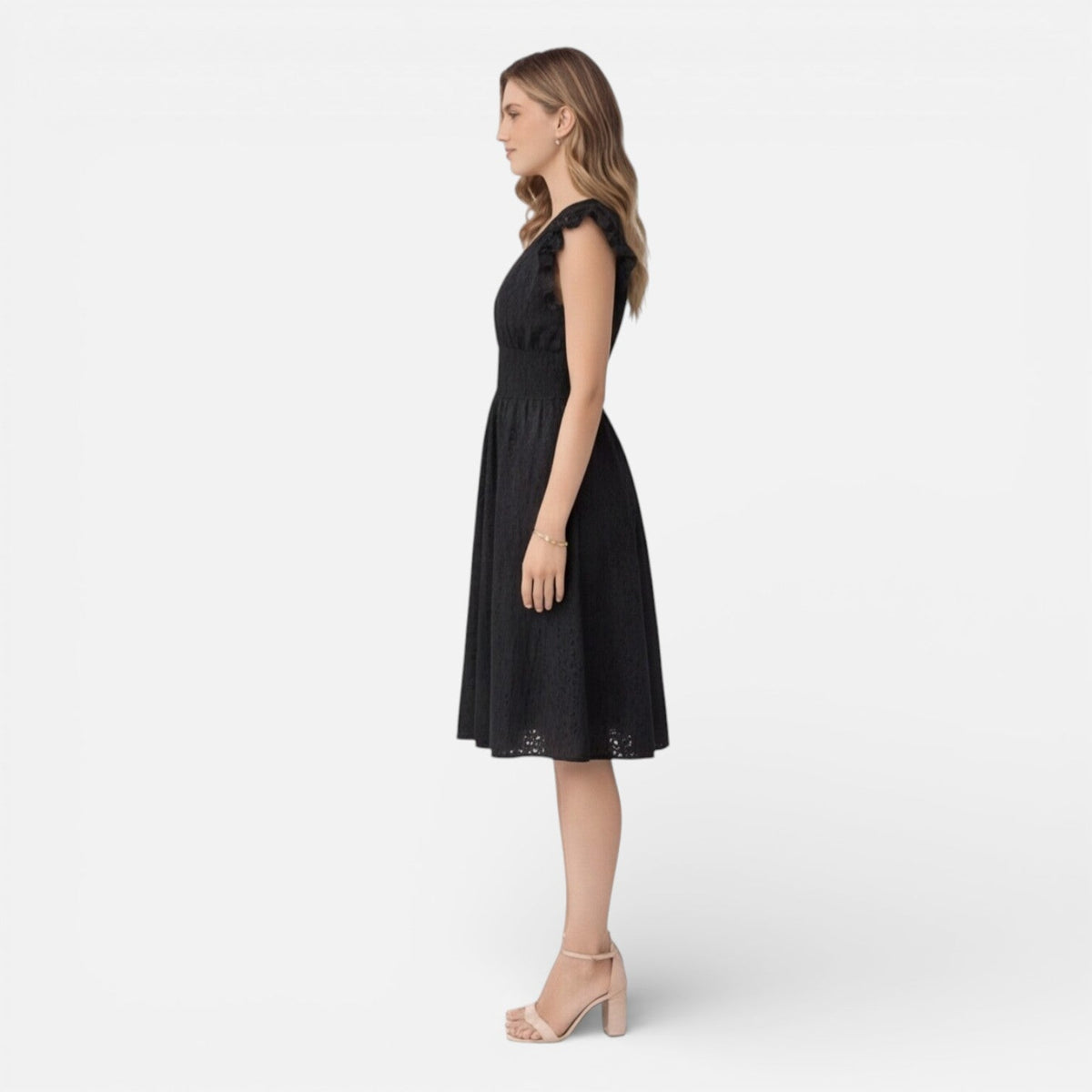 Abito Midi Donna in Cotone e Pizzo