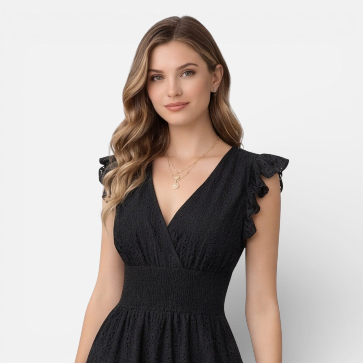 Abito Midi Donna in Cotone e Pizzo