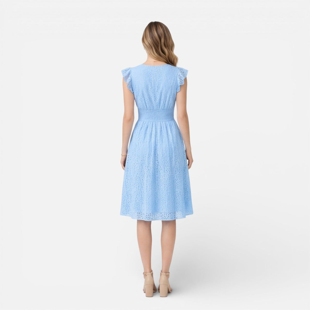 Abito Midi Donna in Cotone e Pizzo