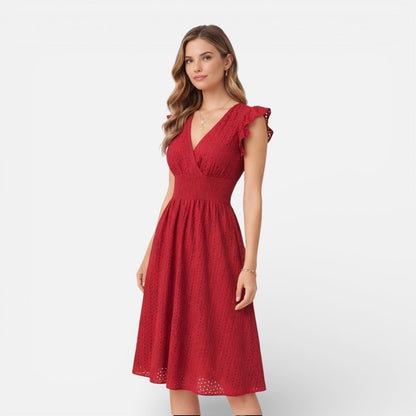 Abito Midi Donna in Cotone e Pizzo