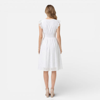 Abito Midi Donna in Cotone e Pizzo
