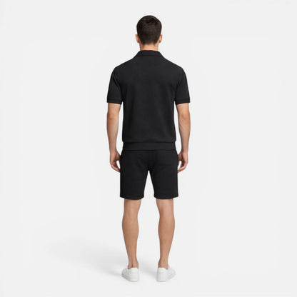 Completo Uomo Estivo Camicia Zip e Shorts Slim Fit