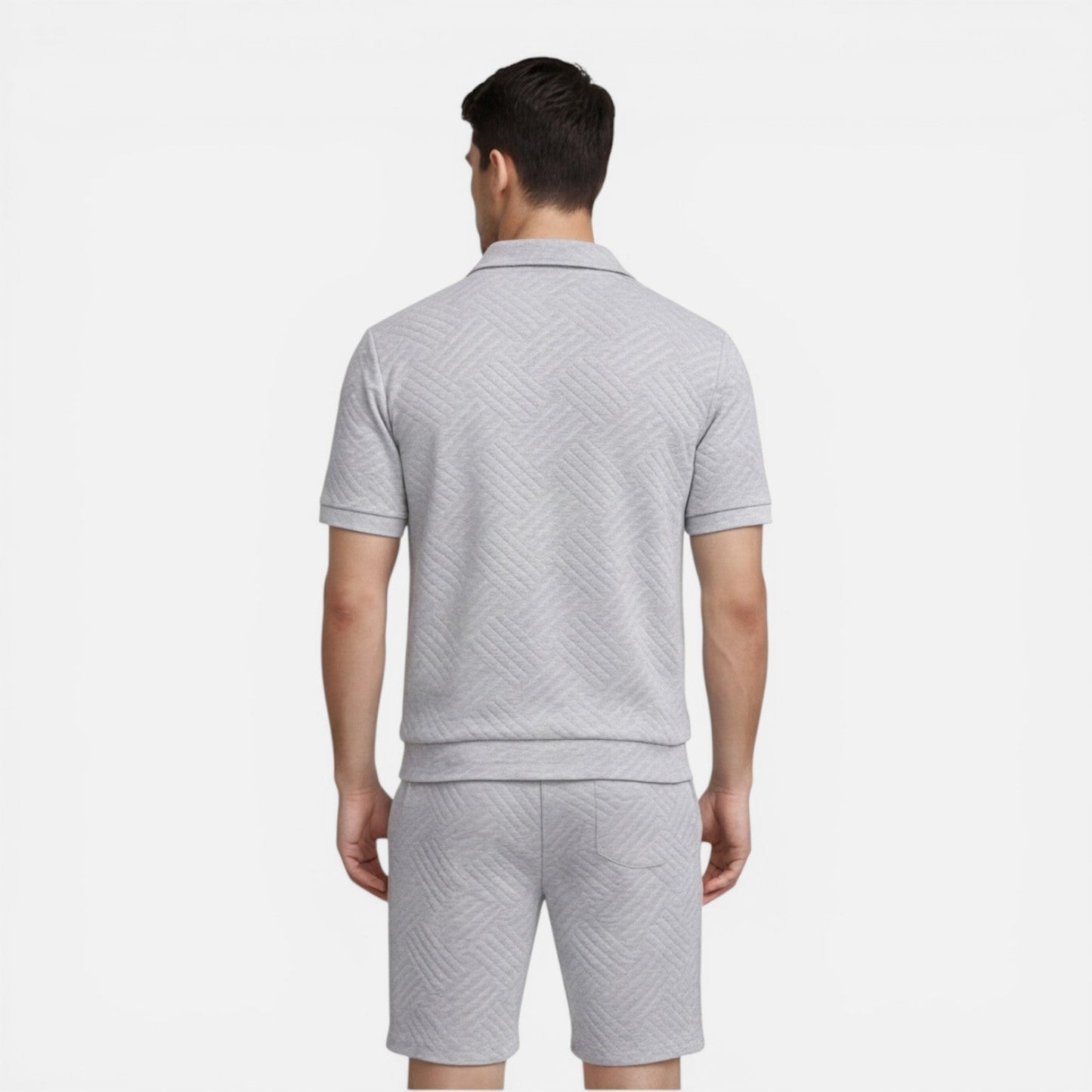 Completo Uomo Estivo Camicia Zip e Shorts Slim Fit