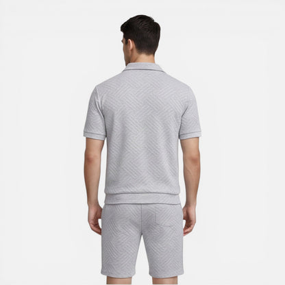 Completo Uomo Estivo Camicia Zip e Shorts Slim Fit