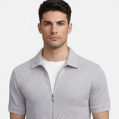Completo Uomo Estivo Camicia Zip e Shorts Slim Fit