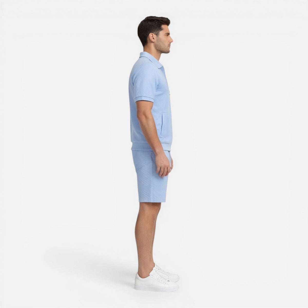 Completo Uomo Estivo Camicia Zip e Shorts Slim Fit