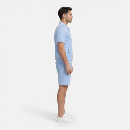 Completo Uomo Estivo Camicia Zip e Shorts Slim Fit