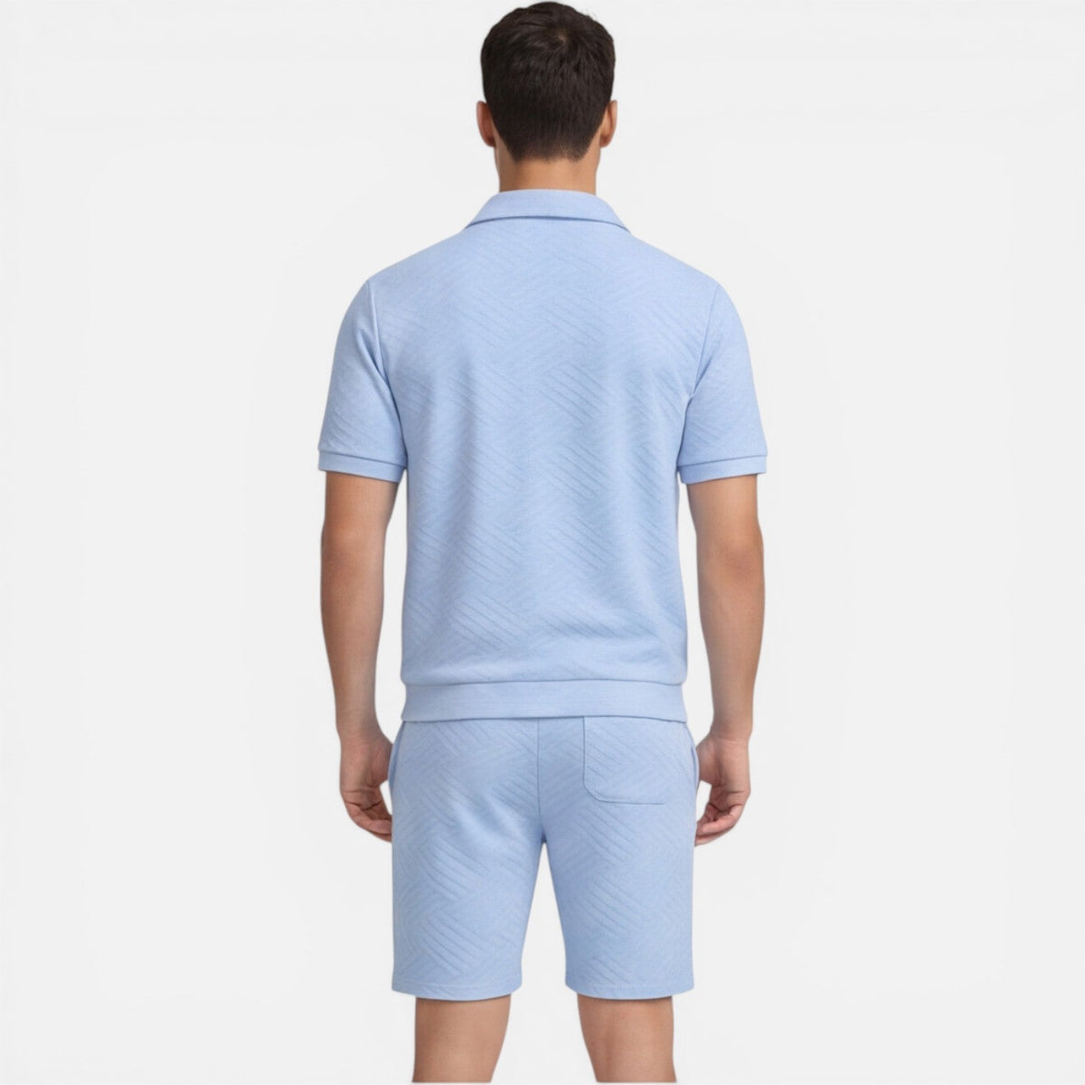 Completo Uomo Estivo Camicia Zip e Shorts Slim Fit