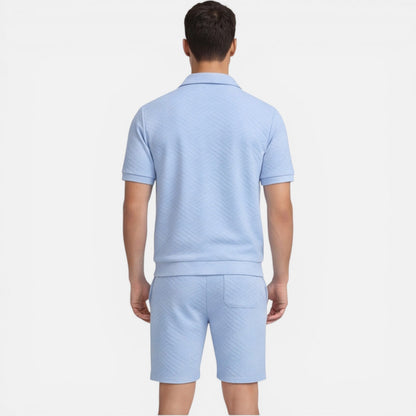 Completo Uomo Estivo Camicia Zip e Shorts Slim Fit