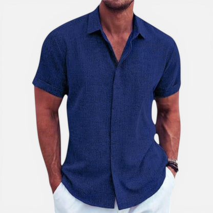 Camicia Uomo Manica Corta Estiva Leggera Traspirante Slim Fit