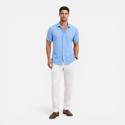 Camicia Uomo Manica Corta Estiva Leggera Traspirante Slim Fit