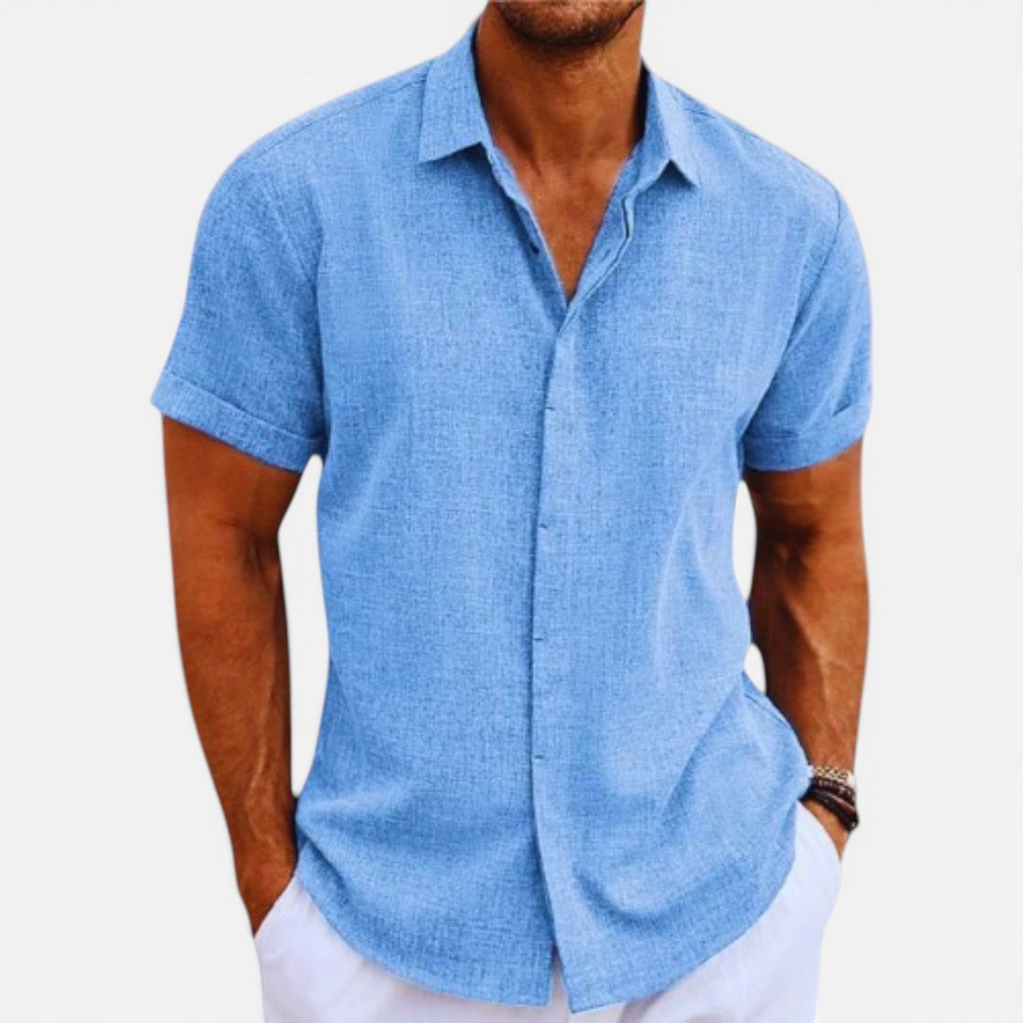 Camicia Uomo Manica Corta Estiva Leggera Traspirante Slim Fit