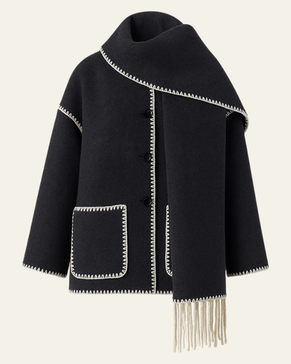 Cappotto Donna in Lana con Sciarpa Integrata