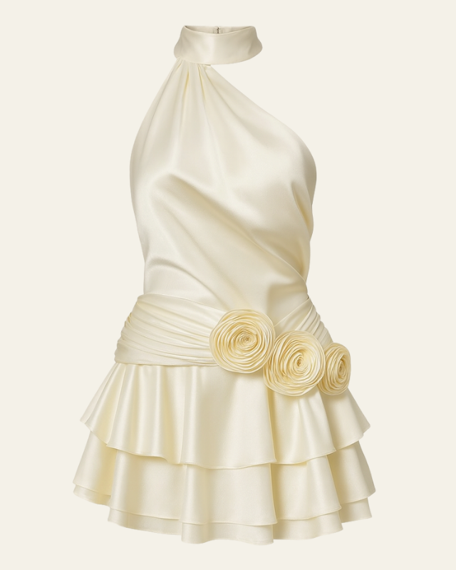 Abito Mini Donna in Satin da Sera