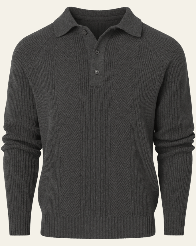 Polo Uomo in Maglia Rigata a Spina di Pesce Eleganza Europea