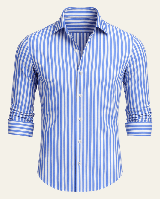 Camicia Uomo a Righe in Cotone Traspirante Leggera