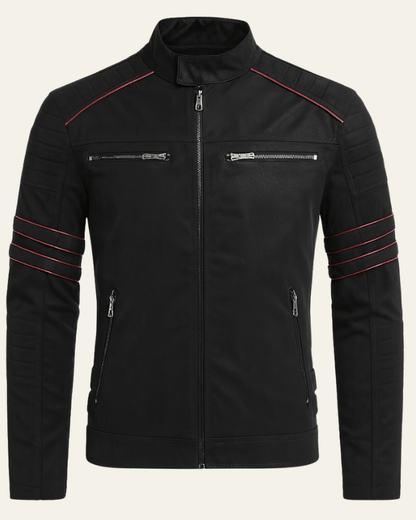 Giacca Biker Uomo in Pelle Vegana Strutturata