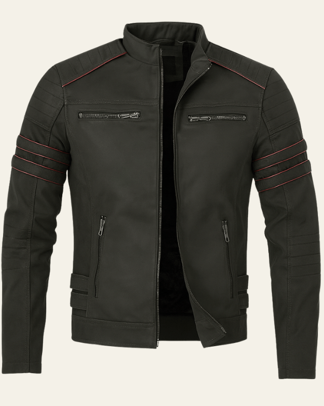 Giacca Biker Uomo in Pelle Vegana Strutturata