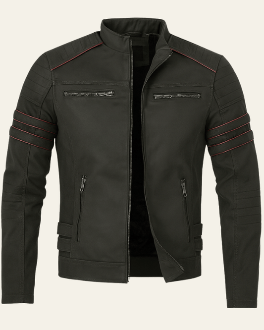 Giacca Biker Uomo in Pelle Vegana Strutturata
