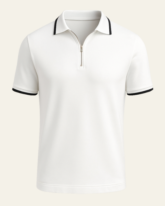 Polo Uomo con Mezza Zip e Bordi a Contrasto