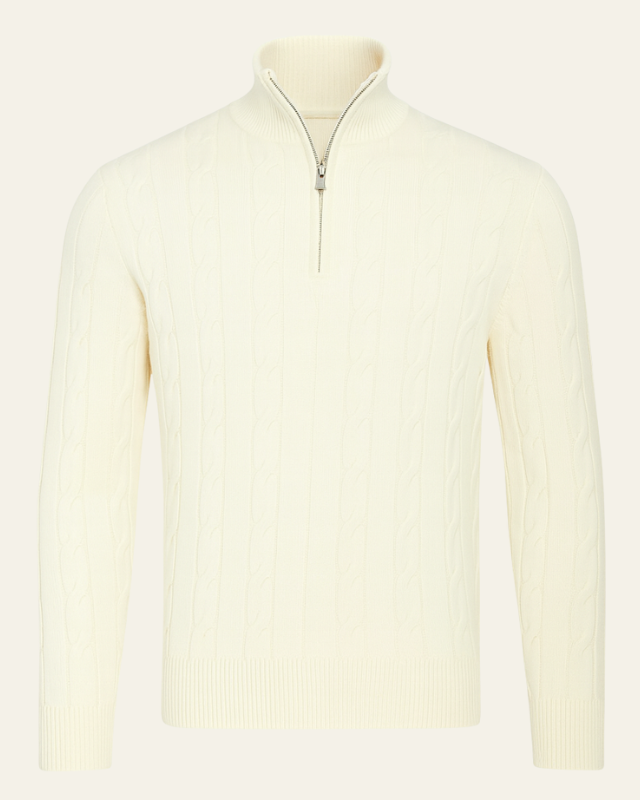 Maglione Uomo a Treccia con Zip Frontale Corta Raffinato