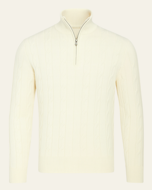 Maglione Uomo a Trecce con Zip Corta