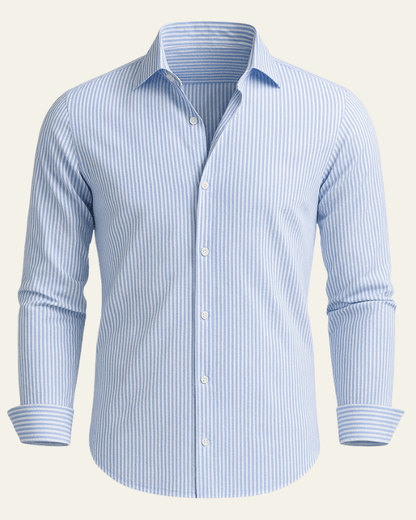 Camicia Uomo a Righe in Seersucker Leggera Mediterranea